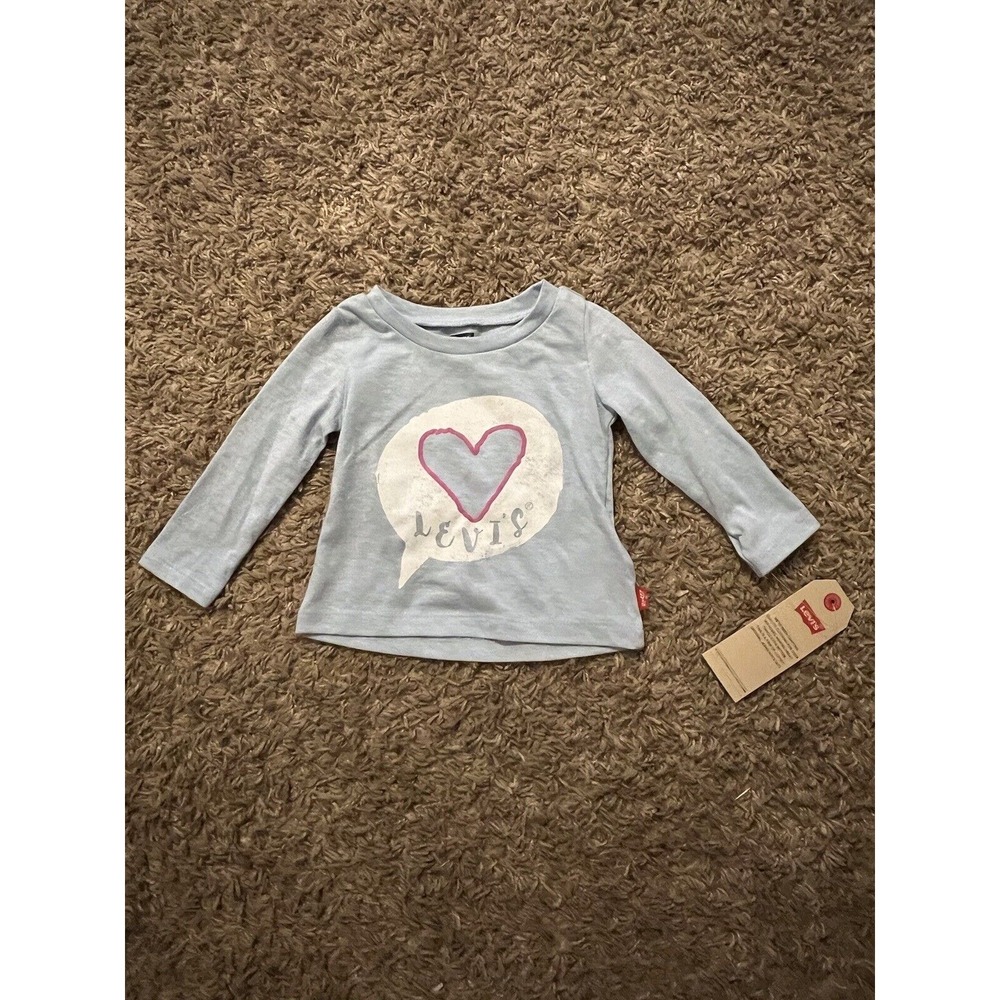 Levi's LS Light Blue Baby Girl T-Shirt Size 6 Months New With Tag